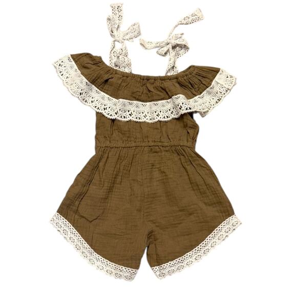 Girls Cotton Lace Trim Romper Size 90 or 18-24 Months NWOT - Picture 1 of 2